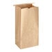 A brown paper bag with a reclosable lid and white tin tie.