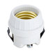 A close-up of a white plastic Nemco lampholder socket with a screw.