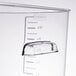 A close up of a clear Rubbermaid square food storage container.