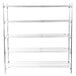 A Metro chrome wire shelving unit with four shelves.