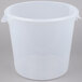 A clear plastic bucket with a lid.