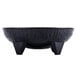 A black GET Viva Mexico melamine molcajete bowl with legs.