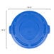 A blue Rubbermaid lid for a BRUTE 20 gallon container with measurements.