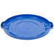 A blue plastic Rubbermaid lid for a 20 gallon round trash can with handles.