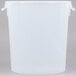 A Rubbermaid translucent plastic food storage container with a white lid.