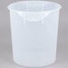 A clear plastic container with a handle and lid.