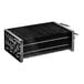 An Avantco black metal evaporator coil with many small holes.