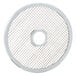 A white circular Robot Coupe dicing grid with a hole in the middle.