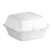 A Dart white foam hinged lid container.