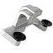 A silver metal bracket with black plastic knobs.