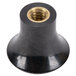A black plastic knob with a gold nut.