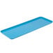 A blue rectangular Cambro market tray.