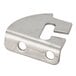 A stainless steel Avantco left lid hinge bracket with two holes.