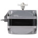 A close-up of a small metal Avantco condenser fan motor with a white wheel.