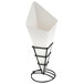 A white paper cone with a square top.