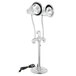 A chrome Hanson Heat Lamp with dual bulbs and a round solid base.