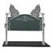 A Hanson Heat Lamps chrome carving station with two metal lamps over a granite base.