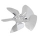 A close-up of a metal Avantco condenser fan blade.