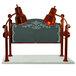 A Hanson Heat Lamps carving station with white solid base and sneeze guard under two lamps.