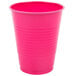 A close-up of a pink plastic cup.