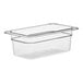 A clear plastic Cambro food pan.