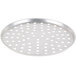 An American Metalcraft silver round metal pizza pan with holes.