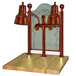 A Hanson Heat Lamps dual bulb carving station on a wooden base with a sneeze guard.