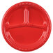 Creative Converting 019548 10 inch 3 Compartment Classic Red Plastic Plate - 200/Case