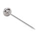 A close-up of a long metal rod with a round metal tip.