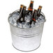 a bucket of beer bottles in ice