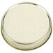 A close-up of a gold metal Libbey Mason Jar lid with small spots.
