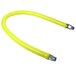 A yellow flexible hose with silver metal fittings.