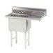 An Advance Tabco stainless steel 1 compartment pot sink with a right drainboard.