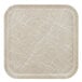 A white square Cambro fiberglass tray with an abstract tan pattern.