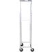 A silver metal Channel steam table pan rack with wheels.