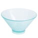 A clear polycarbonate serving bowl with a blue rim.