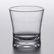 A clear Carlisle Alibi plastic double rocks glass.