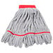 A Unger SmartColor red and grey microfiber mop head with red trim.