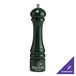 A Chef Specialties Forest Green salt mill with a black handle and green lid.