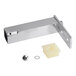 A silver stainless steel Kason concealed cartridge door hinge with screws.