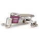 A silver and purple Hi-Limit Thermostat clamp with screws.
