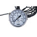A close-up of a thermometer with a U-clamp mount.