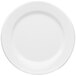 A white plate with a white rim.