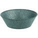 A white polyethylene round basket with a dark green rim.
