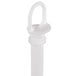 A white rectangular Cornelius pinch tube with a black ring and a hole with a black handle.