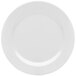 A white plate with a round rim.