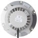 A white circular metal TurboChef blower motor assembly with a white label.