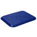 A cobalt blue polypropylene fast food tray with a triangle pattern.