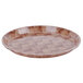 A brown fiberglass round tray with a basketweave pattern.