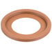 A brown rubber gasket with a hole in the middle.